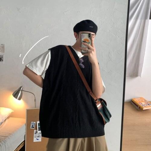 2021 Autumn Mens V-neck Clothing Coats College Style Knitted Sleeveless Solid Color Cashmere Sweater Vest Wool Clothes M-2XL