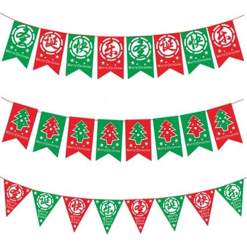 2020 Xmas New Year Party Decoration Banners Assorted Styles 3 Meter Christmas Bunting Hanging Flags Felt Crafts for Home FZ273