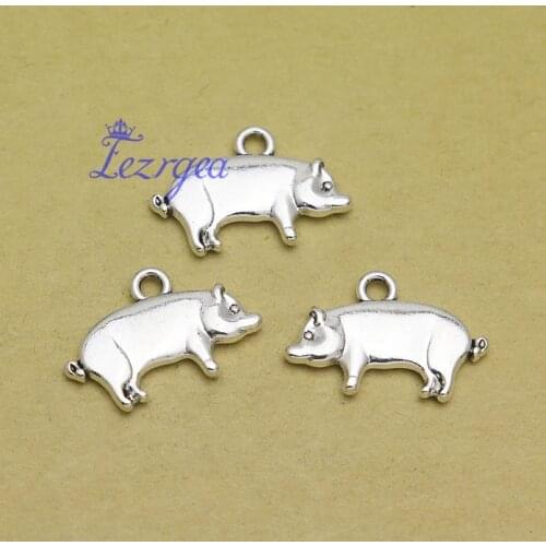 30pcs/lot--20x12mm, pig chams,Antique Silver plated pig charms ,DIY supplies, Jewelry accessories
