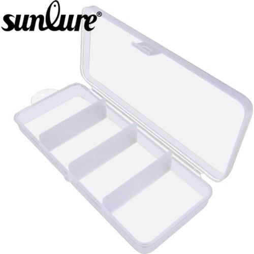 4 Compartments Plastic Fishing Tackle Box 18*7.8*2.8cm Transparent Storage Case Fishing Accessaries Box