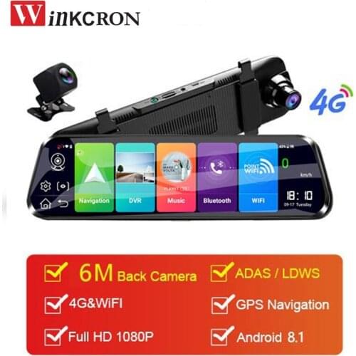 4G 10" IPS Android 8.1 GPS Navigator Car DVR Rearview Mriorr DVR Dash Cam Video Recorder ROM 16GB FHD 1080P dvr Miorror Camera