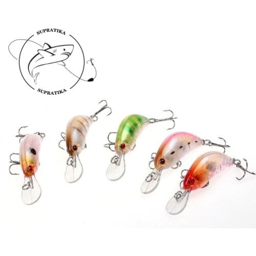5Colors8#With Hook 5cm/4g Artificial Crank Bait ABS Plastic Hard Bait Bionic Bait Swim bait Sea Fishing Lures Outdoor 3D Eyes