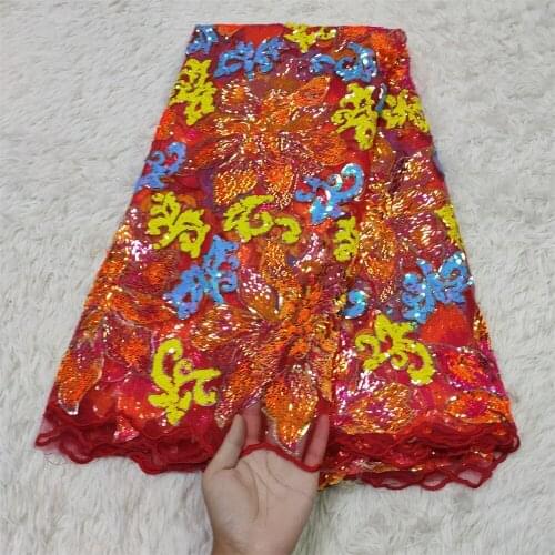 African Lace Fabric 2021 High Quality Lace Sequins French Net Lace Tulle Mesh Fabrics Lace beads Wedding Fabrics YY014