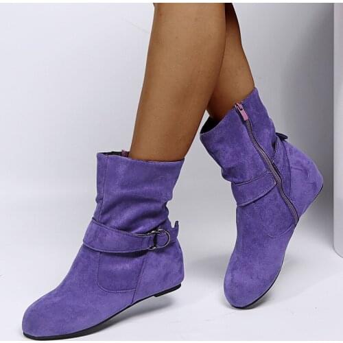 Martin boots flat womens boots with belt buckle warm and fashionable boots fashionable and versatile durable and comfortable