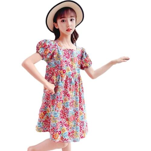 Kids Dresses For Girls Floral Party Dress For Kids Girl Casual Style Children Dress Summer Clothes For Girls 6 8 10 12 14