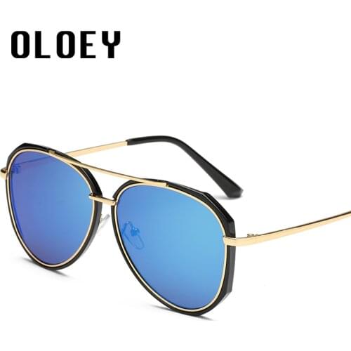 Classicl Vintage Oversized Pilot Sunglasses Women Men Fashion Brand Designer Metal Frame Mirror Aviation Reflect Sun Glasses