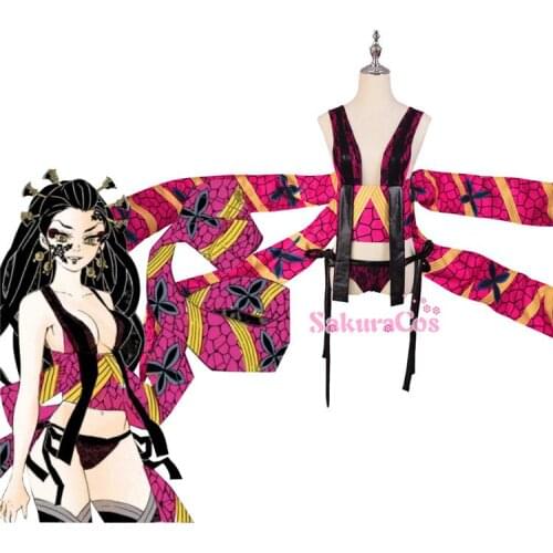 Kimetsu No Yaiba Demon Slayer Daki Cosplay Costume Bikini Uniforms Halloween Costumes for Women Fancy Party Performance Dress