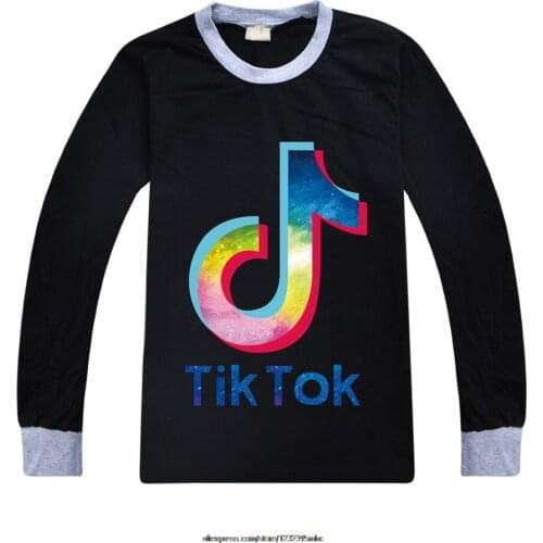 Tik Tok Fashion T Shirt Kids Base Shirt Spring Boys Clothes Casual Cartoon Loose Girls Long Sleeve Tops Children Tees