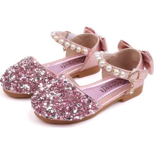 Fashion Sequin Bow Summer Sandals 2021 Kids Party Girl Princess Leather Shoe Beach Child Sandals For Baby Girl 1 5 10 Years Old