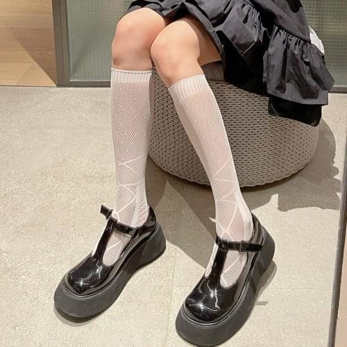 Fashion Mesh Long Socks Women Lolita High Knee Socks Girls Transparent Bandage Stockings Leg Female Dress Calcetine