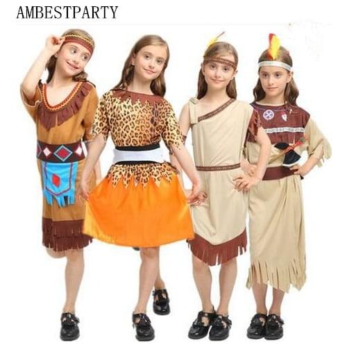 New 2017 Halloween Adult Primitive Tribe Savage Leopard Cosplay Costume Kids Aboriginal Costume Masquerade Clothing AMBESTPARTY