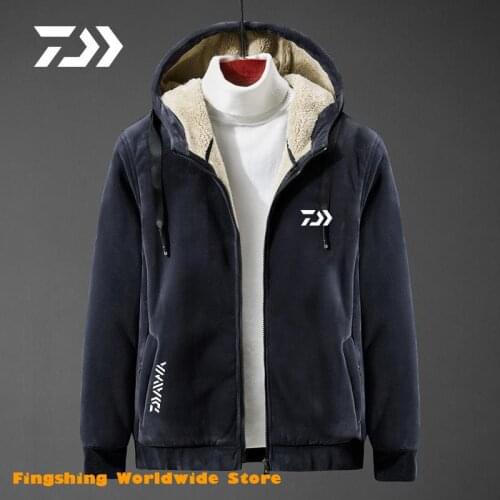 2021 New Men Winter Warm DAIWA Fishing Jacket Top Quality Outdoor Windproof Lambswool Fishing Coat Men Plus Size Fishing Clothes