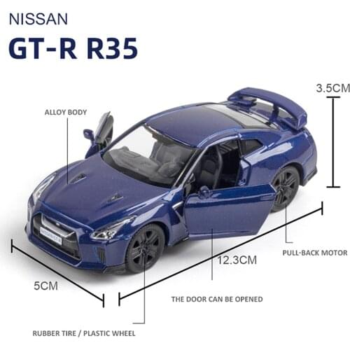 New Christmas Toys Boys Diecast 1:36 Miniature Scale JDM NISSAN GT-R R35 Alloy Car Model Metal Vehicles Children Gift Collection
