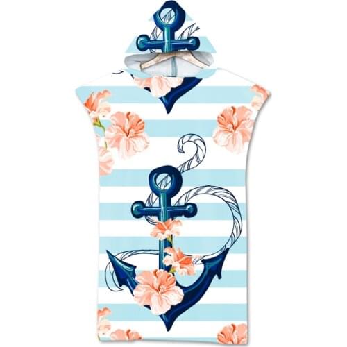 New Boat Anchor Flowers Printed Geometric Pattern Beach Towel for Man Woman Adult Hooded Bath Towel Baby Adult Bath Soft Towel