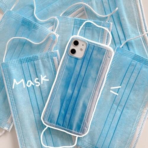 Creative Mask Transparent Phone Case for Iphone 12 11 X XS 8 7 8plus Iphone 11 Pro Max Cases for Girls