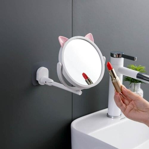 Adjustable Wall-mounted Foldable Small Mirror Bathroom Vanity Mirror Bathroom Toilet Self-adhesive Mirrors