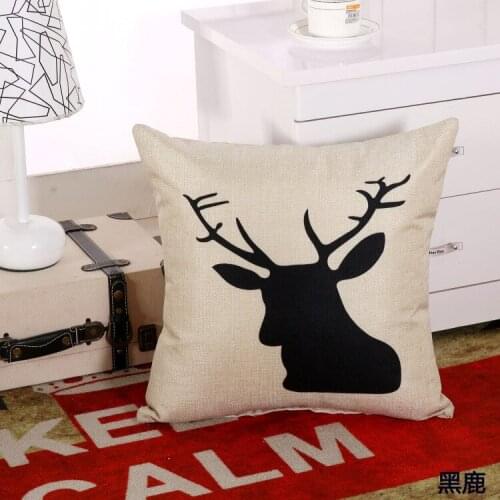 Xmas Elk Antlers Cushion Core Cojines Sofa Home Decoration Cotton Linen Pillow Core with Case