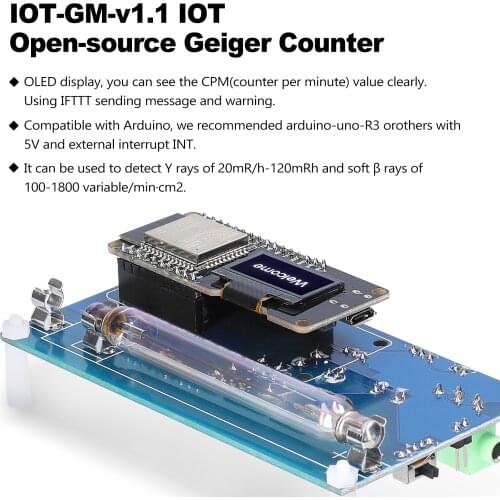 Open-source Geiger Counter OLED Display Nuclear Radiation Detector Set Marble-tile Tester Iodine 131 Radiation Monitor