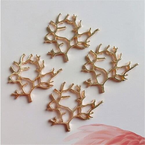 SEA MEW 10 PCS 3.4*3.2cm Fashion Metal Alloy KC Gold Branch Connectors Charm For Jewelry Making