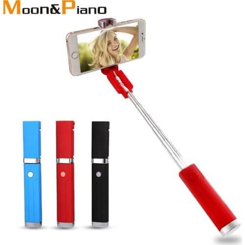 Selfie Stick Stainless Steel Portable Lightweight Mini Wire Control Mobile Phone Handheld Foldable Expandable Phone Holder