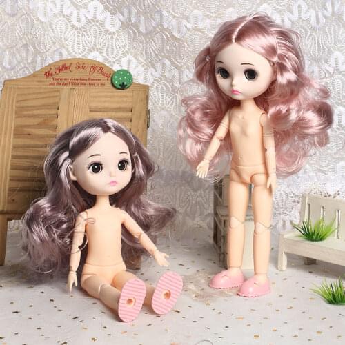 Bjd Doll 24 Cm 20 Joints Movable 3D Eyes Can Be Closed Naked Girl Flexible Joints Fashion Doll Toys for Girl DIY Christmas Gift