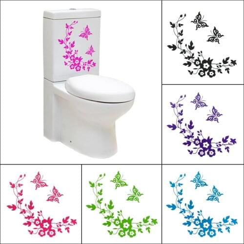 Cute Funny Novelty Butterfly&Flower Toilet Seat/Sticker/Decal Fashion 3D Wall Stikcer on The Wall Home Decoration Bathroom Decal