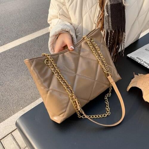 Fashion Quilted Chain Shoulder Bags For Wome Brand Design Soft PU Leather Ladies Crossbody Bags Work Handbags And Purse 2021