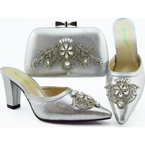 New Purple Color Fashion Italian design Shoes With Matching Bag Hot African Big Wedding With High Heel shoes and Bag Set Party
