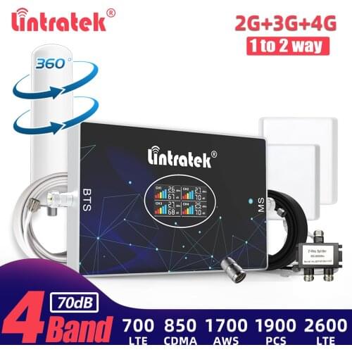 Lintratek B28 B5 Signal Booster 2G 3G 4G 700 850 1700 1900 2600 B7 Signal Repeater CDMA LTE PCS AWS Cellular Amplifier Full Kit
