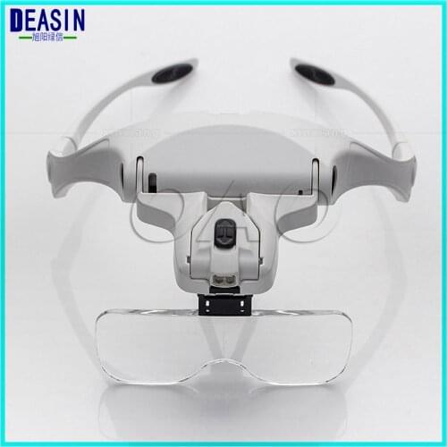 DEASIN Head Magnifying Glass Magnifier With 5 Lens And Led Lights For Reading Jewelry Watch repair Dental 1Set loupes glass
