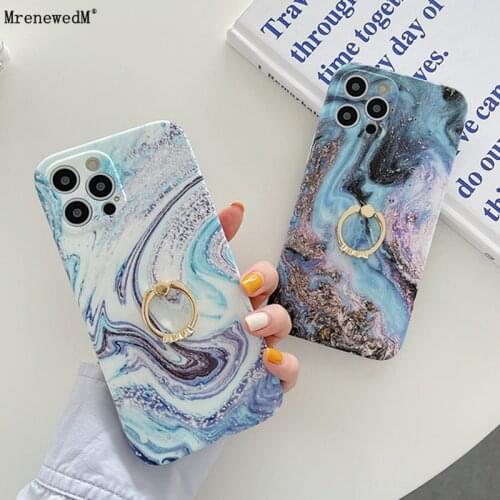 Vintage Starry Universe Marble Phone Case For iPhone 12 11 Pro 7 8 Plus XR XS Max SE2 Soft IMD Shockproof Cover with Ring Stand