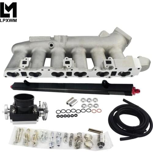 Cast Intake Manifold FOR Nissan 240SX RB25det RB25 Skyline + 80MM Throttle Body + Fuel Rail IM32SL+6980BK+5439BK