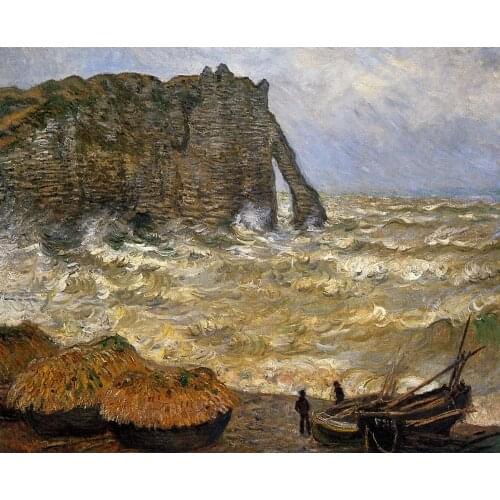High quality Claude Monet modern art Rough Sea at Etretat Oil paintings reproduction hand painted