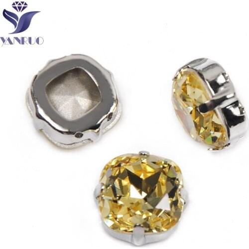YANRUO 4470 All Sizes Jonquil Cushion Cut Sew On Rhinestones Glass Crystal Stone Point Back Strass Everything For Handmade