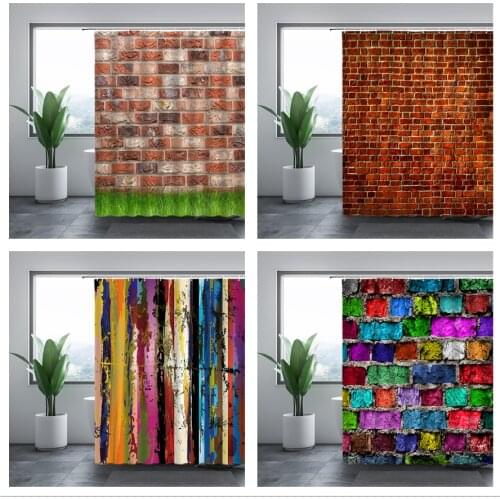 Vintage Style Wood Door Platform Wall Shower Curtain Bookshelf Bathroom Cloth Curtains Waterproof Polyester Home Bathtub Decor