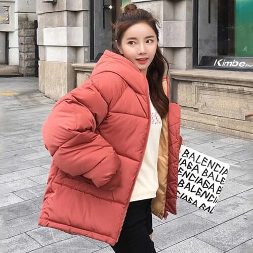 Women thick loose winter parka hooded solid casual coats outwear warm 2020 female jackets with zipper pockets chaqueta mujer
