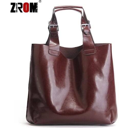 ZROM Retro Style Genuine Leather Handbags Big Women Tote Bags Female Fashion Designer High Quality Office Ladies Shoulder Bag