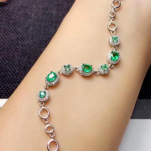 New charming green emerald gemstone bracelet women fine jewelry natural real gem cost-effective 925 sterling silver girl gift