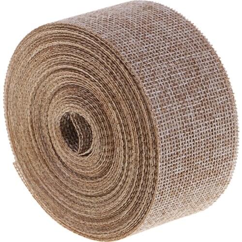 10M Faux Burlap Hessian Jute Bow Tape Arts Craftd Gift Wrap Wedding Ribbons