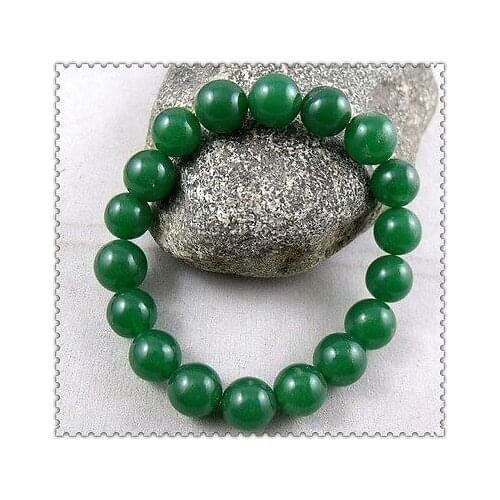 10mm Green Natural chalcedony Beads Elastic Amulet Bracelet