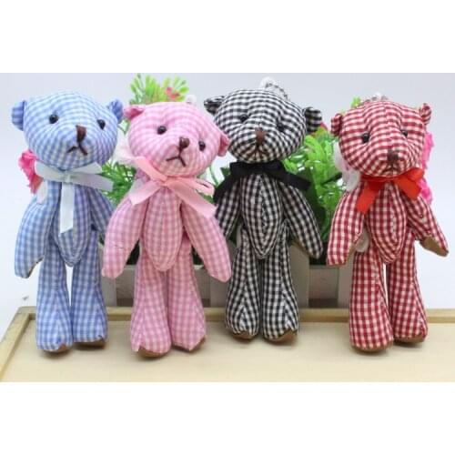 11cm lattice cloth bear cartoon cloth teddy bear doll pendant gift