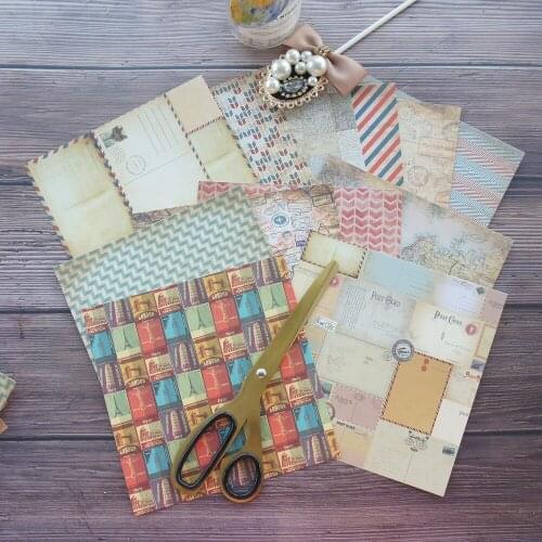 24 sheets DIY 12 style 15.2*15.2cm old yellow map wall theme craft paper scrapbooking creative paper DIY gift use