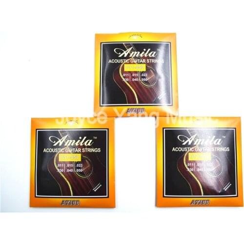 3 Sets of Amila AT100 Light Acoustic Guitar Strings Stainless Steel&Phosphor Bronze Strings 1st-6th 011-050 Free Shipping