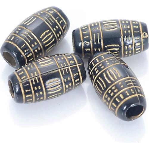 700Pcs 6x16 MM Vintage Inspired Ethnic Acrylic Antique Style Design Stripe Oval Spacers Bead For Diy Bracelet Jewelry Making