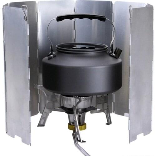 8 Plates Foldable Outdoor Camping Wind Shield Aluminum Alloy Gas Stove Windshield Picnic Camping Cooker Burner Windproof Screen