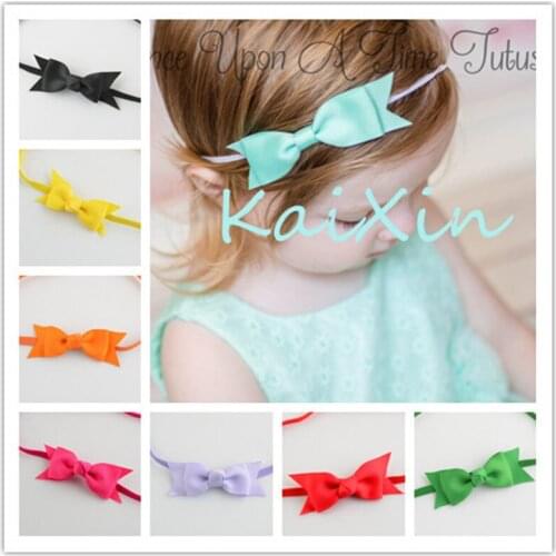 80pcs/lot 7cm Ribbon Bows With Thin Elastic Hairband Newborn Photography Props Girls Bow Tiara Headwrap Free Shipping FDA115