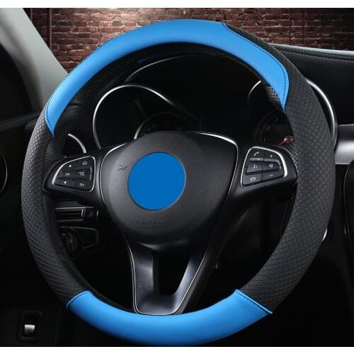 Car Steering Wheel Cover Protection Anti-slip Embossing Faux Leather Car-styling For 37-38CM Diameter Car Accessories Universal