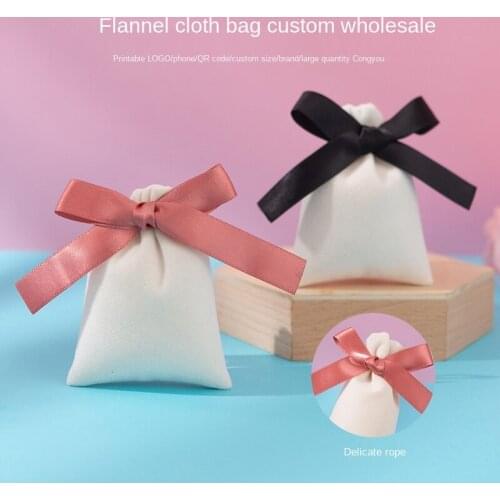 White Flannel Gift Bags Jewelry Sack 7x9cm 11x14cm 18x30cm pack of 50 Makeup eyelashes hair wigs Velvet Drawstring Pouch