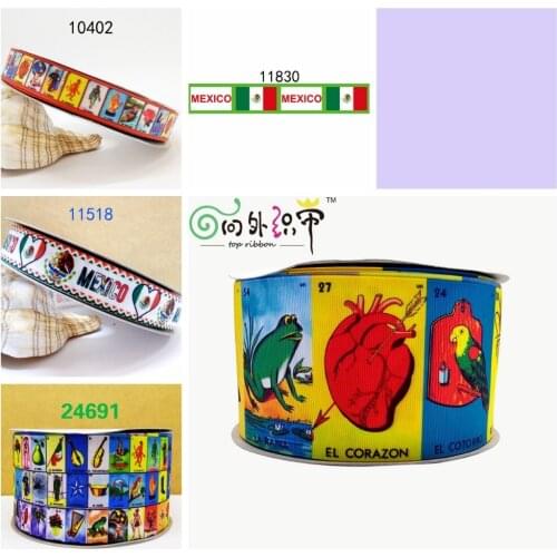 Free shipping 50 yard Mexico printed grosgrain ribbon 11909