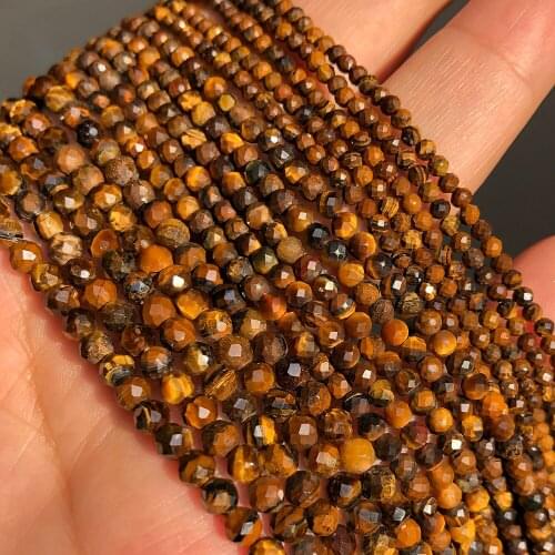 2/3/4mm Faceted Tiger Eye Natural Rondelle Loose Stone Beads For Jewelry Making Diy Needlework Bracelet Necklace Accessories